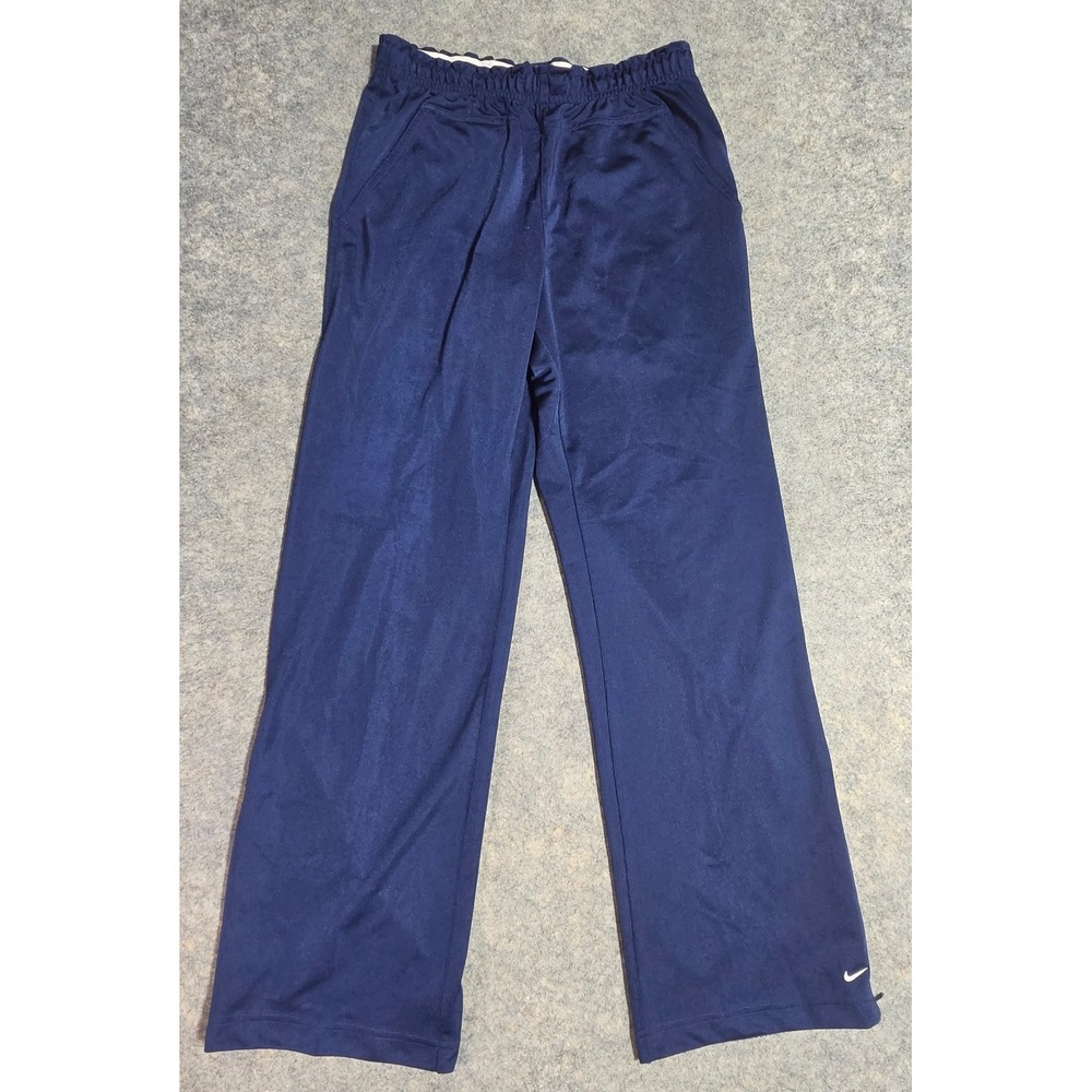 Vintage Nike Blue Track Pants Elastic Waist Ankle Zip Swoosh Logo Large 14 Girls